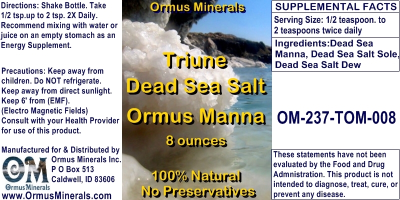 Ormus Minerals Triune Dead Sea Salt Ormus Manna